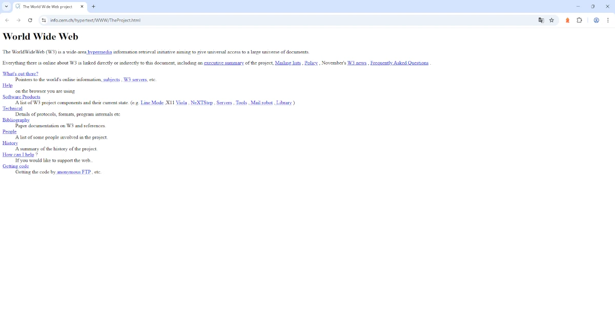 Webdesign - Der erste Homepage der Welt