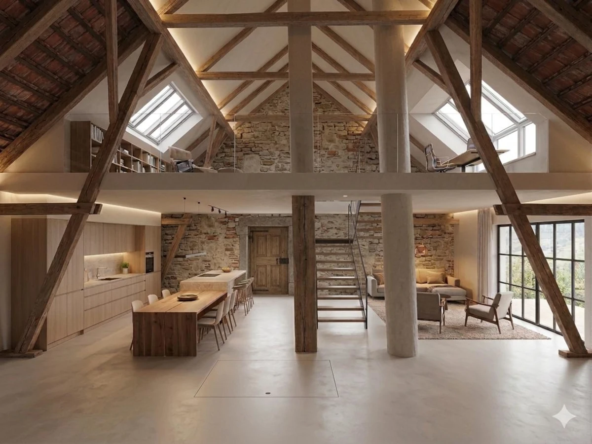 Feingetunte KI-Variante mit klarerer Materialität, besserem Licht und stimmigerer Raumaufteilung