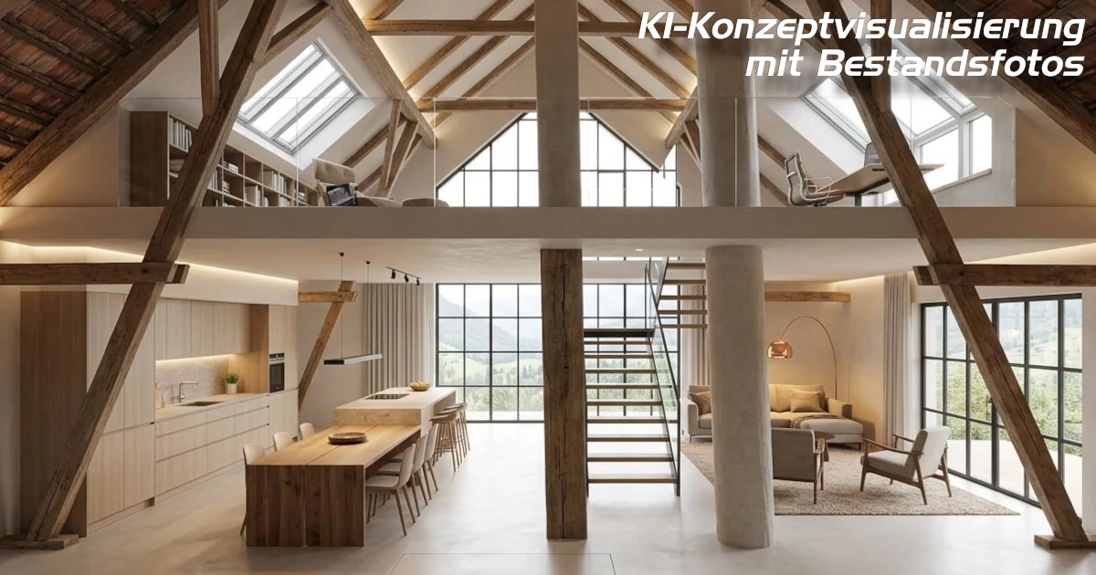 KI-gestützte Konzeptvisualisierung mit Bestandsfotos für frühe Variantenbildung in Planung, Handwerk und KMU